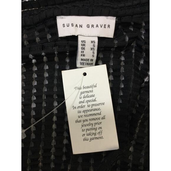 SUSAN GRAVER XS black open woven half length cardigan coverup top NWT B65 - Picture 4 of 6